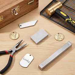 鉄製のベンチブロック  ハンマー鉄金床作業台  ジュエリー製作ツール用  長方形  プラチナ  5x3x1cm&nbsp;IFIN-WH0100-20P-28