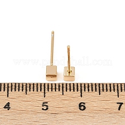 女性のための真鍮のスタッドピアス  キューブ  18KGP本金メッキ  3x3mm&nbsp;EJEW-G441-05A-G