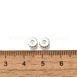 真鍮ビーズ  カドミウムフリー＆ニッケルフリー＆鉛フリー  フラットラウンド  銀  6x2mm  穴：1.8mm&nbsp;KK-K378-57S