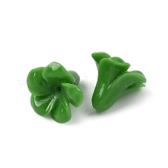 染め加工合成サンゴビーズ  花  濃い緑  15x12mm  穴：1.2mm&nbsp;GG-H001-01A-02