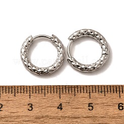 変色しない304ステンレススチールの溝付きフープピアス  ステンレス鋼色  15x2.5mm  ピン：1mm&nbsp;EJEW-M218-01A-P