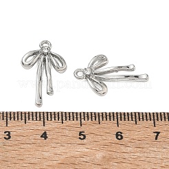 クリスタル ラインストーン ペンダント付き合金  ちょう結びのチャーム  ラックめっき  カドミウムフリー＆鉛フリー  プラチナ  21x13x3mm  穴：1.4mm&nbsp;RB-CBA7D90-01P