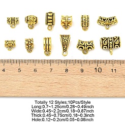120 個 12 スタイルのチベットスタイル合金チューブベイル  ループベイル  カドミウムフリー＆鉛フリー  アンティーク黄金  7~13x5.5~14x4.5~8.5mm  穴：1.2~2mm  内径：2.8~5.3mm  10個/スタイル&nbsp;FIND-YW0007-32