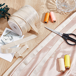 ブラジャーの留め具を作るための40mの平らなポリエステル弾性コード  1個のプラスチックスプール付き  小麦  20mm  約43.74ヤード（40m）/セット&nbsp;OCOR-BC0009-46B