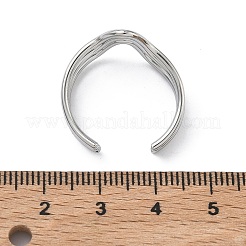 304ステンレススチール製トリプルウェーブカフオープンリング（女性用）  ステンレス鋼色  11mm  usサイズ9 3/4(19.5mm)&nbsp;RJEW-A095-02P