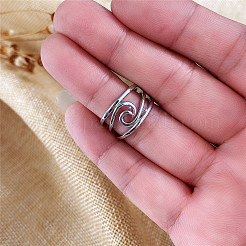 女性用ウェーブ真鍮指輪  プラチナ  usサイズ7（17.3mm）&nbsp;FS-WG2693B-02