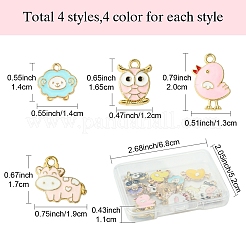 16個 16スタイル 動物型合金エナメルペンダント  羊/フクロウ/ひよこ/牛のチャーム  ミックスカラー  14~20x12~19x2.5mm  穴：1.5~2mm  1個/スタイル&nbsp;FIND-YW0005-75