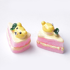 樹脂カボション  クマとケーキ  ゴールド  16~17x17~18x13mm&nbsp;X-CRES-Q206-07A