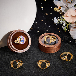 調整可能な真鍮リング部品4個  パッドリングのセッティング  楕円形のトレイを持つ花  24KGP本金メッキ  usサイズ12 1/4(21.5mm)  トレイ：17.5x13mm&nbsp;KK-BBC0008-71