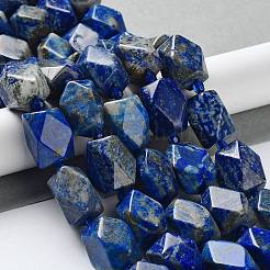 天然石ラピスラズリビーズ連売り  シードビーズで  多面カット  菱形  17~21x13~16x12~15mm  穴：1.2~1.4mm  約18~19個/連  15.35~15.79インチ（39~40.1cm）&nbsp;G-C182-20-02