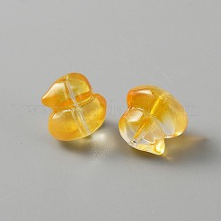 手作りランプワークビーズ  アヒル  ゴールデンロッド  12x12x1mm  穴：1mm&nbsp;LAMP-CJC0008-07