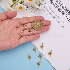 10個ラックメッキ真鍮マイクロパヴェキュービックジルコニアチャーム  丸カン付き  カドミウムフリー＆鉛フリー  ココヤシの木  18KGP本金メッキ  12x8x2mm  丸カン：5x1ミリ  内径：3mm&nbsp;ZIRC-SZ0003-83