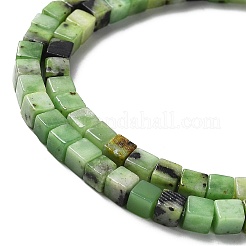 天然石蛇紋岩ビーズ連売り  キューブ  キューブ  3~4x3~4x3~4mm  穴：1mm  約93個/連  15.87インチ（40.3cm）&nbsp;G-L585-C01-01