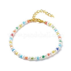 天然シェル ＆ ガラス シード ビーズ ネックレス ブレスレット  女性のためのジュエリーセット  カラフル  7-3/8インチ（18.8cm）  19.09インチ（48.5cm）&nbsp;SJEW-JS01245