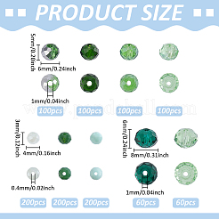 1120個9色ガラスビーズ  多面カット  ロンデル  ミックスカラー  4~8x3~6mm  穴：0.4mm&nbsp;EGLA-ME0001-11