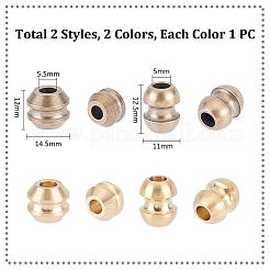 4個 2色 2スタイル 真鍮ヨーロピアンビーズ  大穴ビーズ  グルーブバレル  ミックスカラー  12~12.5x11~14.5mm  穴：5~5.5mm  1pc /カラー&nbsp;KK-UN0001-85
