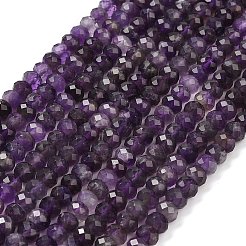 天然石アメジストビーズ連売り  多面カット  ロンデル  6x4~5mm  穴：0.8mm  約86~94個/連  14.96~15.35''（38~39センチメートル）&nbsp;G-G278-A01-4x6mm