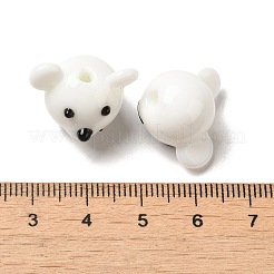 ランプワークビーズ連売り  クマ  ホワイト  15.5x20.5x16mm  穴：2mm  約35個/連  21.26''（54センチメートル）&nbsp;LAMP-E036-02