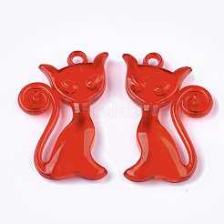 透明アクリル子猫ペンダント  漫画猫の形  ミックスカラー  41x26x6.5mm  穴：2.5mm  約184個/500g&nbsp;TACR-S133-032