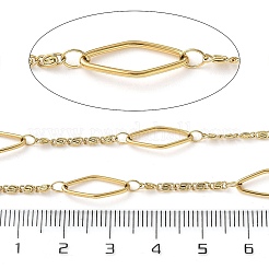 304ステンレススチールの菱形とルマキナチェーン  イオンプレーティング（ip）  ハンダ付け  スプールで  18KGP本金メッキ  15x6.5x1mm  10 m /ロール&nbsp;CHS-C015-02D-G