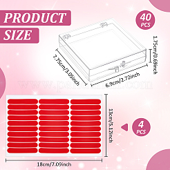 正方形のプラスチック収納ボックス40個、両面粘着テープ4枚付き  透明  7.75x6.9x1.75cm&nbsp;CON-UN0001-06