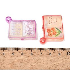 両面透明プリントアクリルパーツ  様々な本の形をしたチャーム  ミックスカラー  27x33.5x8mm  穴：3mm&nbsp;AC-CBA4EF4-04