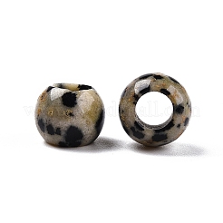 天然ダルメシアンジャスパーヨーロピアンビーズ  大穴ビーズ  ロンデル  10~10.5x7.5~9mm  穴：5mm&nbsp;G-T092-10mm-28