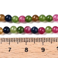 染め加工天然石ホワイトジェイドビーズ連売り  ツートン  ラウンド  ミックスカラー  4.5x4~4.5mm  穴：0.8mm  約90~91個/連  14.76~14.92''（37.5~37.9センチメートル）&nbsp;G-T140-4mm-A15