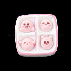 不透明樹脂のキュートなフェイスデコデンカボション  模造食品  ピンク  ボックス  20x21x6mm&nbsp;RESI-R436-06D