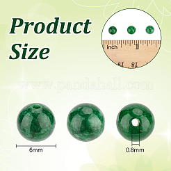 2スタンド天然マレーシアジェイドビーズ連売り  ラウンド  染め  濃い緑  6mm  穴：0.8mm  約64個/連  15インチ&nbsp;G-OC0005-12A
