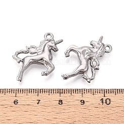 変色しない316ステンレススチールペンダント  ユニコーンチャーム  ステンレス鋼色  21x21x4mm  穴：1.8mm&nbsp;LS-STAS-B047-36P