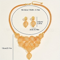 女性用ヴィンテージ合金中空リーフイヤリング＆ネックレスセット  18KGP本金メッキ  ネックレス：19.69インチ（50cm）&nbsp;BM5299