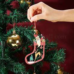 12個6スタイル混合形状木製オーナメント  クリスマスツリー吊り飾り  クリスマスパーティーギフトの家の装飾のため  レッド  2個/スタイル&nbsp;DIY-SZ0003-40