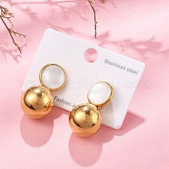 304ステンレススチールスタッドピアス  ラウンド  ガラスと  ゴールドカラー  15x14mm&nbsp;EJEW-D319-14G