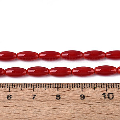 オペークガラスビーズ連売り  ライス  暗赤色  9~9.5x4~4.5mm  穴：0.7~0.9mm  約42~43個/連  14.96~15.35''（38~39センチメートル）&nbsp;X-GLAA-T028-15P-02