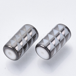 電気メッキガラスビーズ  三角形模様の列  グレー  20x10mm  穴：1.2mm  約50個/袋&nbsp;EGLA-N003-05E