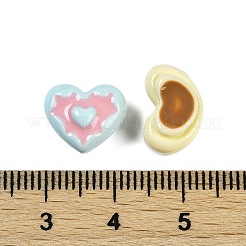 樹脂カボション  エナメル  ハート  ミックスカラー  8.5~10x12~13x7~7.5mm&nbsp;RESI-H166-03