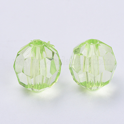 透明なアクリルビーズ  多面カット  ラウンド  芝生の緑  10x9.5mm  穴：1.8mm  約990個/500g&nbsp;TACR-Q257-10mm-V32