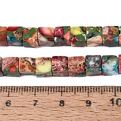 天然imp玉ビーズ  染め  キューブ  カラフル  5.5~6.5x5.5~6.5x5.5~6.5mm  穴：0.7~0.9mm  約65~66個/連  15.75~15.94インチ（40~40.5cm）&nbsp;G-Q606-43A-06