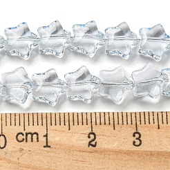 ベーキングペイント透明ガラスビーズ連売り  スター  ライトスカイブルー  8x8x4mm  穴：0.8mm  約101~102個/連  29.13~29.53インチ（74~75cm）&nbsp;X1-DGLA-A07-T8mm-KD05