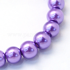 焼き絵用塗料、パール加工ガラスパール、丸ビーズの連  紫色のメディア  10~11mm  穴：1.5mm  約80~85個/連  31.4インチ1.5mm&nbsp;HY-Q003-10mm-27