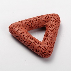 合成溶岩石の大きな三角形のペンダント  染め  トマト  51x56x11mm  穴：18x20mm&nbsp;G-O025-04G