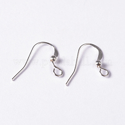 シルバーカラーメッキ真鍮ピアスフック  ビーズチャームと水平ループ付き  無鉛の  15mm  穴：2mm&nbsp;X-KK-Q369-S