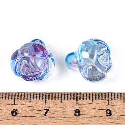 電気メッキ透明アクリルビーズ  花  ライトスカイブルー  15x13.5x14.5mm  穴：3.2mm&nbsp;LS-PACR-CJC0008-08E