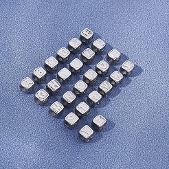 26個 26スタイル 316サージカルステンレススチールヨーロピアンビーズ  大穴ビーズ  文字付きのキューブ  a～zの文字  8x8x8mm  穴：4mm&nbsp;STAS-UN0020-78P