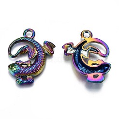 合金ペンダント  カドミウムフリー＆鉛フリー  ヤモリの形  虹色  30.5x24x4mm  穴：3mm&nbsp;PALLOY-N156-006-RS