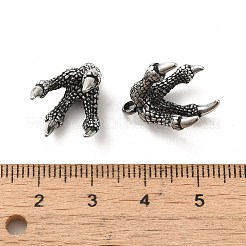 レトロな304ステンレススチールペンダント  ドラゴンの爪のチャーム  アンティークシルバー  18x16.5x14.8mm  穴：2mm&nbsp;STAS-L025-002AS