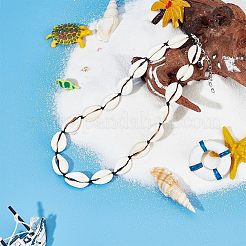 女性用天然タカラガイのビーズネックレス  貝殻色  18.50インチ（47cm）&nbsp;NJEW-UN0001-40