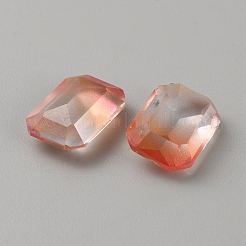 130 個のグラデーションカラー透明樹脂カボション  多面カット八角形  レッドオレンジ  13.5x10x5.5mm&nbsp;RESI-TAC0018-30J