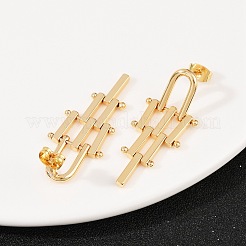 真鍮の三角形のタッセルスタッドピアス  18KGP本金メッキ  37x16mm&nbsp;EJEW-K309-17G